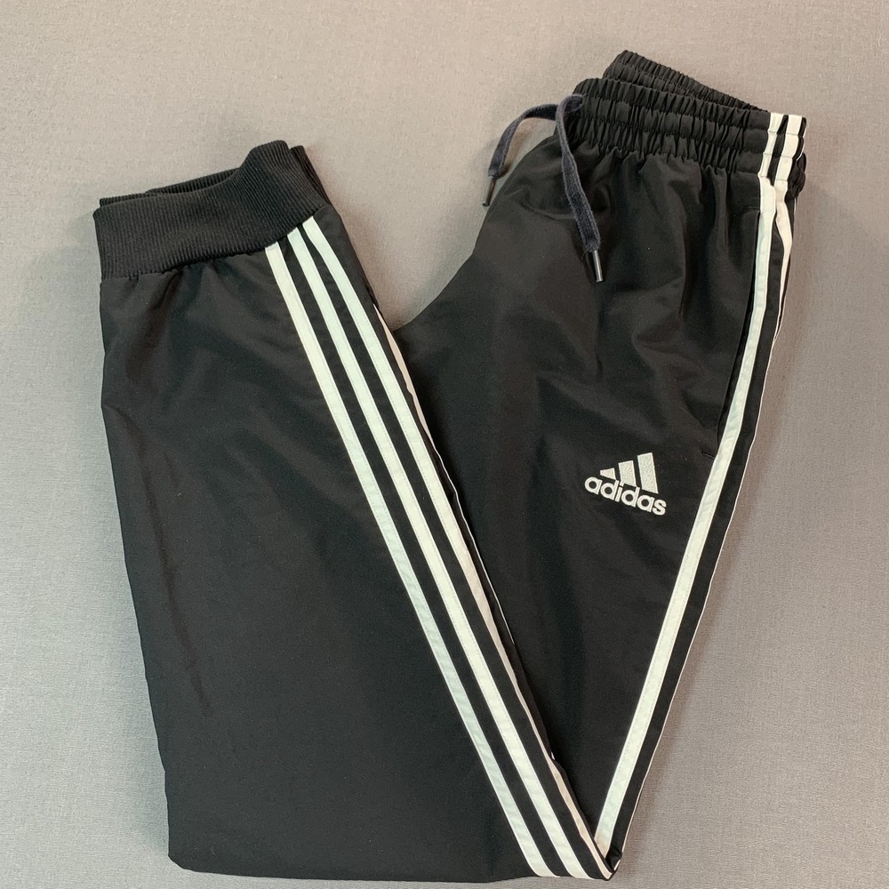Adidas Track Pants Mens Small (28x31) Black 3 Stripe Primegreen Athletic Joggers